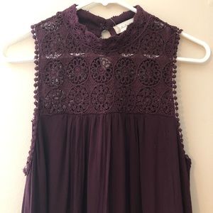 Deep purple sleeveless shift dress